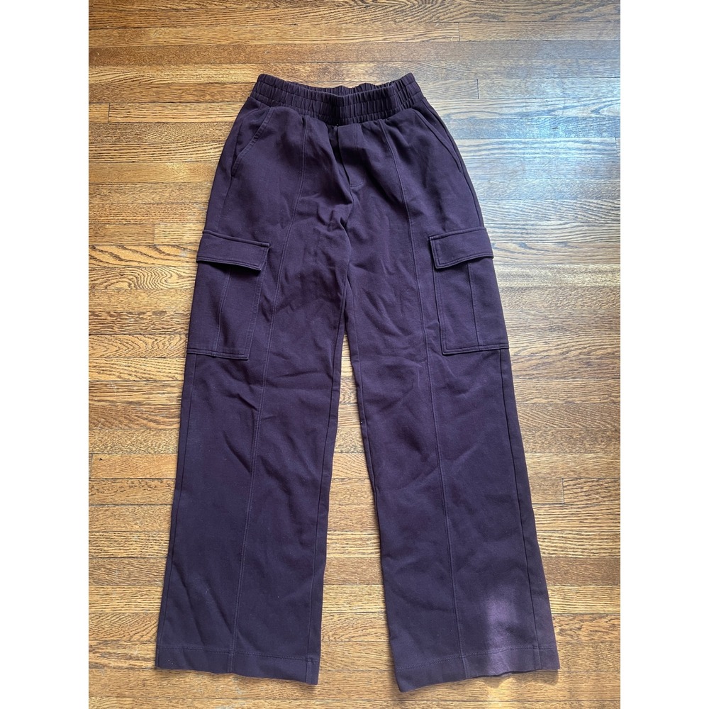 Old Navy Active Dynamic Fleece High Rise Wide Leg Cargo Pants Burgundy XS